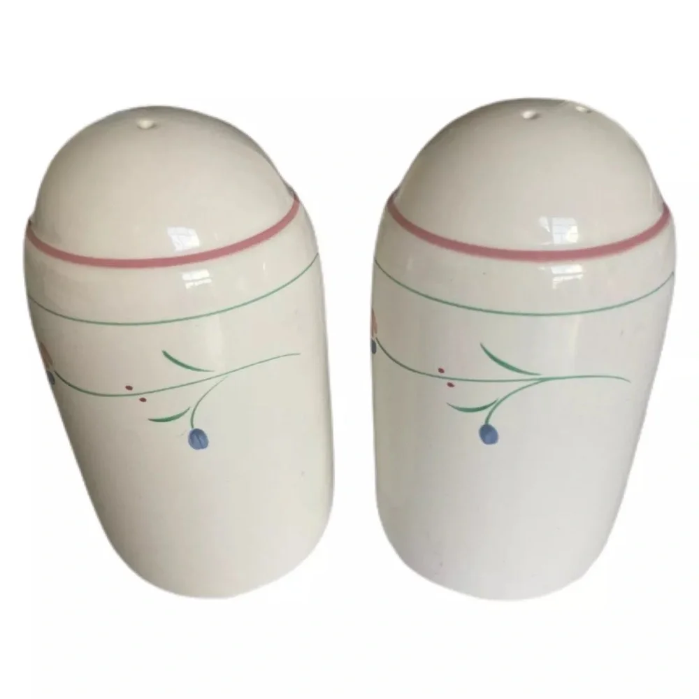 Vintage SALT AND PEPPER SHAKERS White Delicate Floral Ceramic Shabby Chic Japan